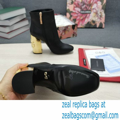 Dolce  &  Gabbana Heel 10.5cm Leather Ankle Boots Black with DG Karol Heel 2021